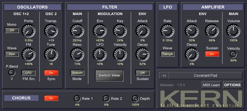 Full Bucket Music Kern, sintetizador plugin VST gratis simplificado