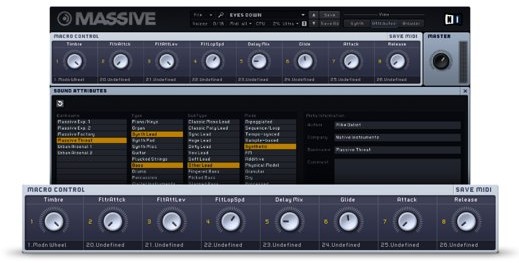 Native Instruments Massive, controles macro